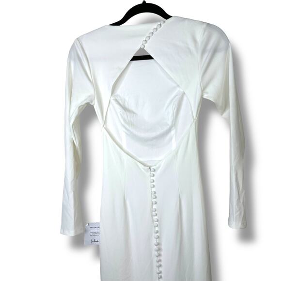 Lulus Bridal NWT Eloquent Endearment White Long Sleeve Backless Maxi Gown Dress - Picture 8 of 10
